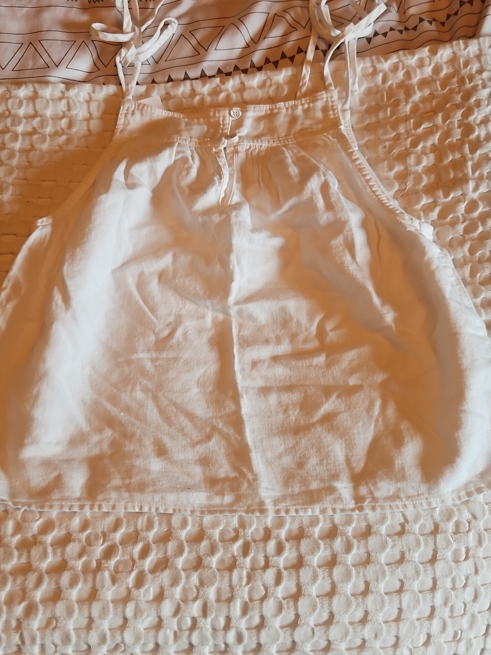 White Tie-Strap Linen Tank Top Xs - Picture 3 of 3
